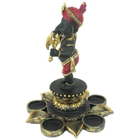 Design Toscano Standing Lord Ganesha on Lotus Flower Candle Holder Statue QS29200